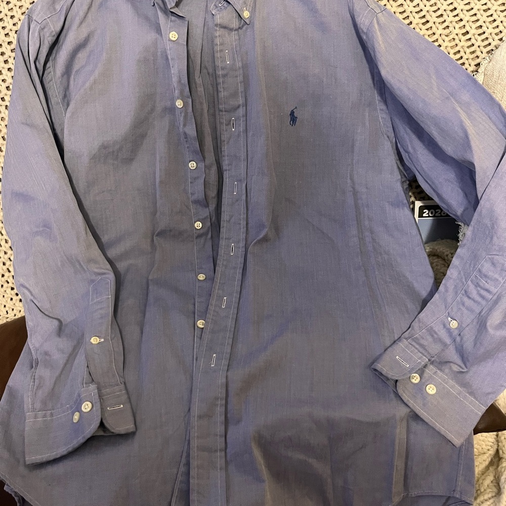 Polo Ralph Lauren Yarmouth 100% Cotton Light Blue Casual Shirt Size 15 1/2